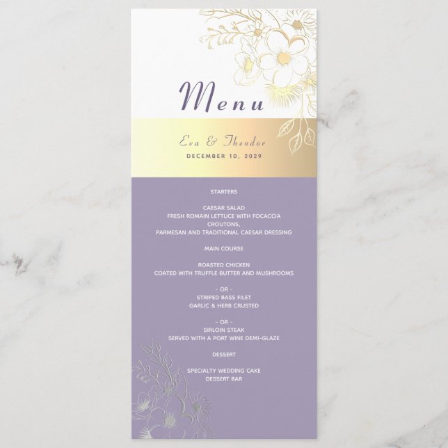 Menu Mariage floral Lavender (Devant)