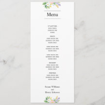 Menu mariage | Floral minimal classique