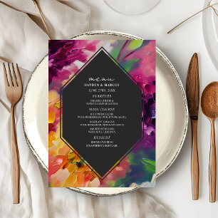 Menu Mariage floral multicolore spectaculaire