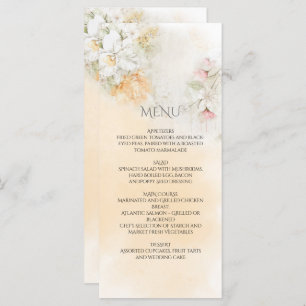 Menu Mariage floral Pastel jaune et rose