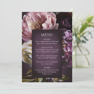 Menu Mariage Floral Pourpre Maximaliste Élégant