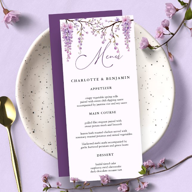 Menu Mariage Floral Purple Wisteria Succursales (Créateur téléchargé)