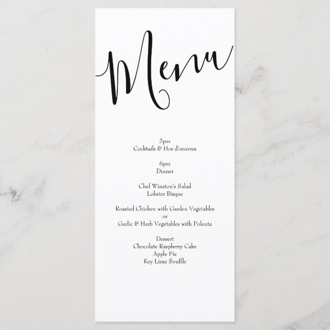 Menu Mariage floral rose noire et blanche (Devant)