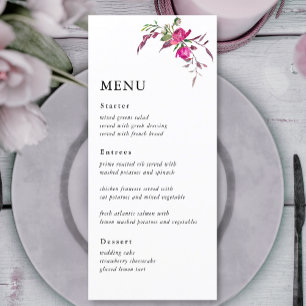 Menu Mariage floral rose rose printanier chic
