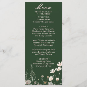 Menu Mariage floral rose rose rose fleur sauvage