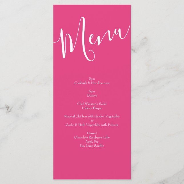 Menu Mariage Floral rose vif (Devant)