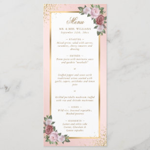 Menu Mariage floral rose vif