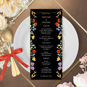 Menu Mariage Floral Rustique Printanier Coloré 