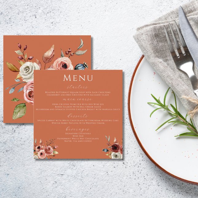 Menu Mariage Floral Terracotta (Créateur téléchargé)