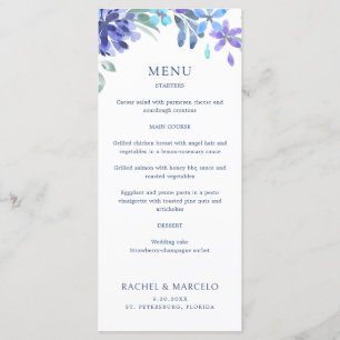 Menu Mariage Floral Tropical Bleu