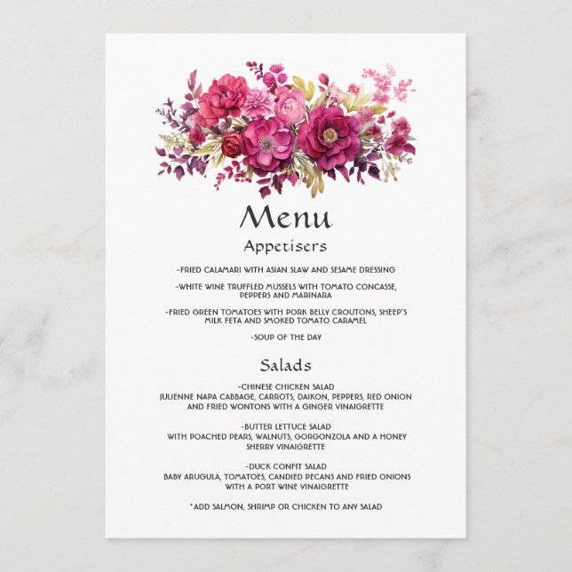 Menu Mariage floral Viva Magenta (Devant)