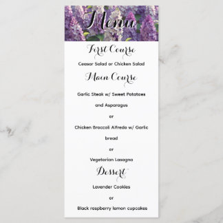 Menu Mariage FLower Lavender personnalisé