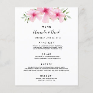 Menu mariage flûtes roses