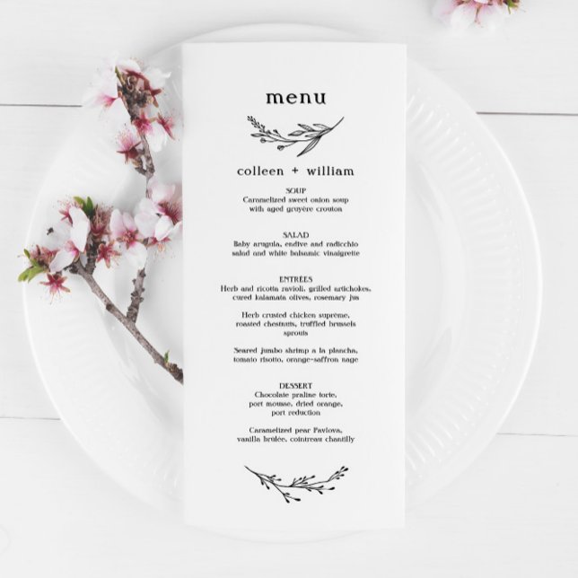 Menu Mariage folk Fleur sauvage rustique (Créateur téléchargé)