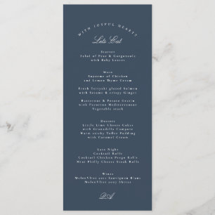 Menu Mariage Formel Calligraphie Bleu Nuit Classique