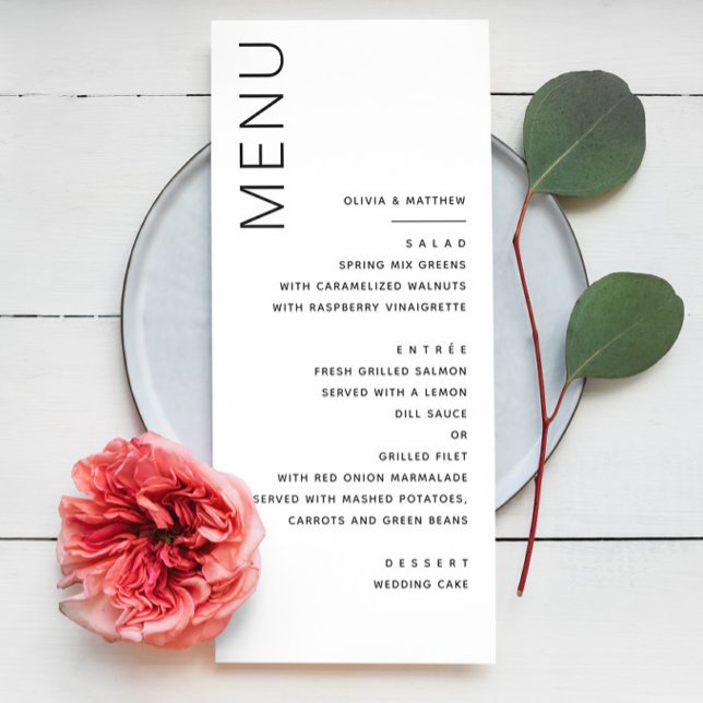 Menu Mariage Formel Minimaliste | Dîner Élégant Moderne (Créateur téléchargé)