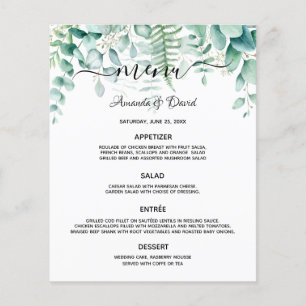 Menu mariage fougères de verdure eucalyptus