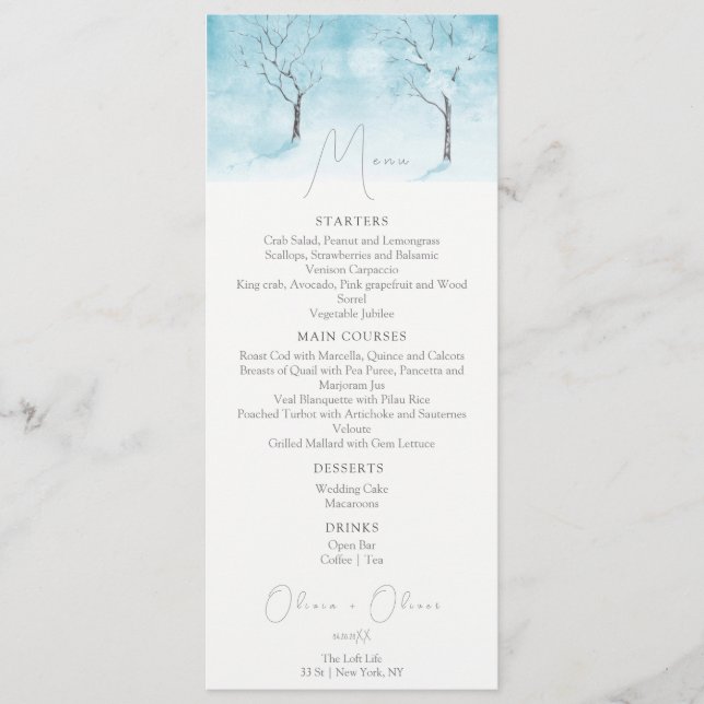 Menu Mariage Fraîcheur d'hiver (Devant)