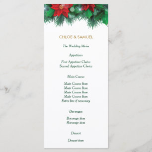 Menu Mariage frontière Poinsettia rouge