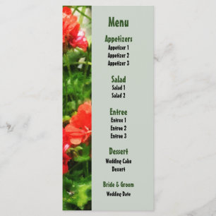Menu Mariage Géraniums rouges vifs