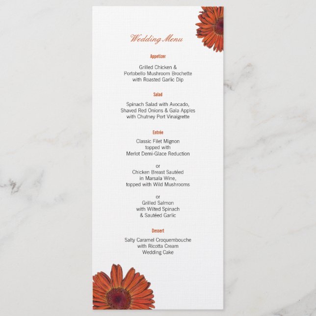 Menu Mariage Gerbera (Devant)