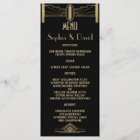 Menu Mariage Glam 1920's Great Gatsby Art Déco