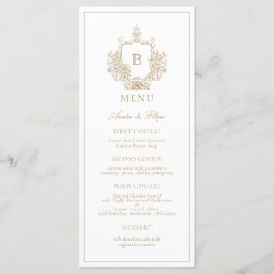 Menu Mariage Gold Classic Luxe Crest Monogram