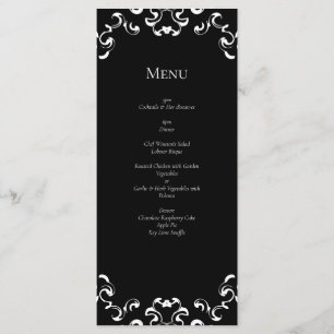 Menu Mariage gothique noir et blanc