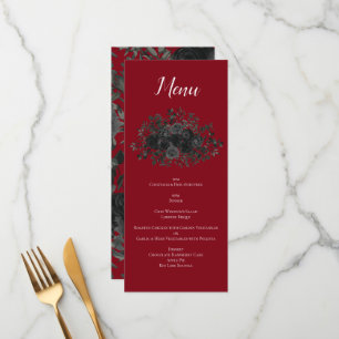 Menu Mariage gothique Rose rouge et noir