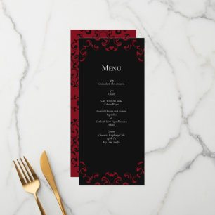 Menu Mariage gothique rouge et noir