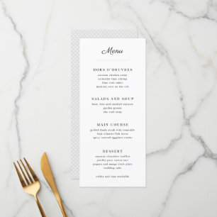 Menu Mariage gris et blanc simple