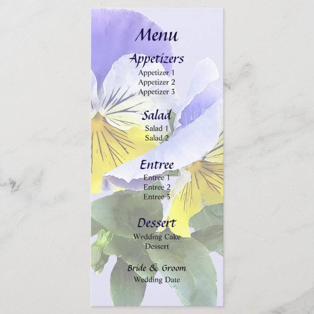 Menu Mariage Groupe de volets jaune et violet (Devant)