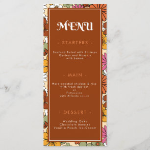 Menu Mariage hippie floral rétro Super seventies
