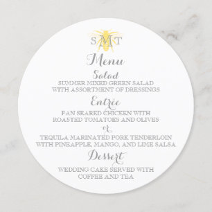 Menu Mariage Honeybee Round Menu
