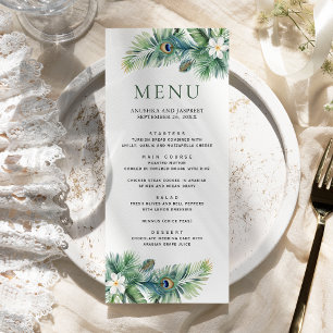 Menu Mariage Indien Tropical Vert Plumes de Paon