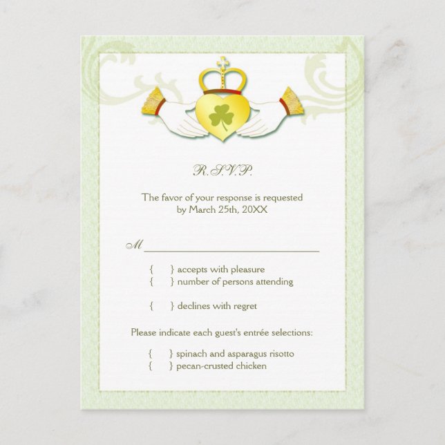 Menu Mariage irlandais classique Choix RSVP (Devant)