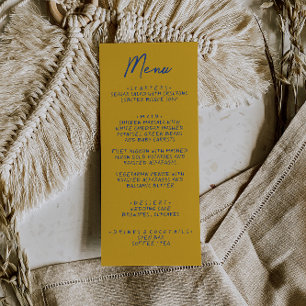 Menu Mariage Italien Jaune Bleu Écrit à la Main