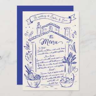 Menu Mariage Italien Rustique Cream Bleu