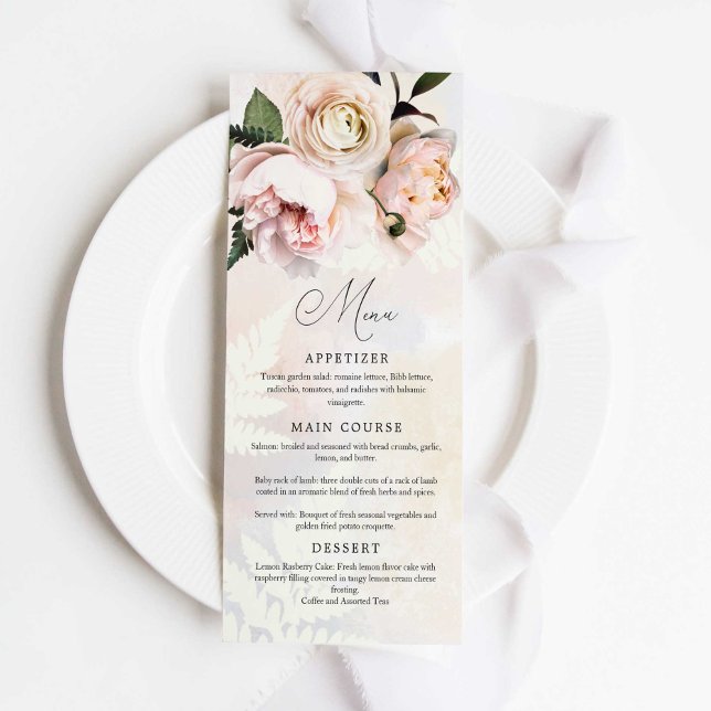 Menu Mariage Jardin rose rose pâle (Créateur téléchargé)
