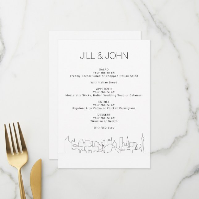 Menu Mariage Las Vegas (Devant/Arrière en situation)