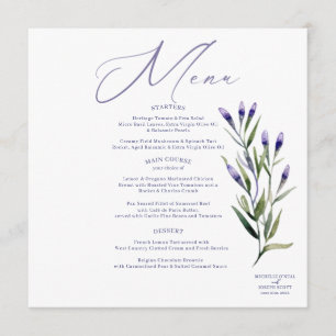 Menu Mariage Lavender Bliss Elegant Watercolor