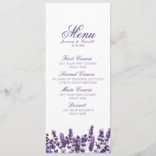 Menu Mariage Lavender Lilac violet
