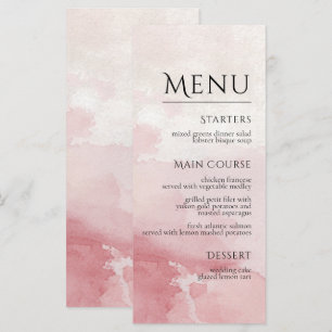 Menu Mariage Lavis Aquarelle Rose Pâle