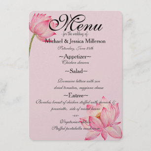 Menu Mariage Lotus Rose