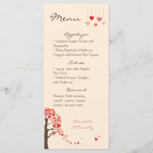 Menu Mariage Love Tree Hearts