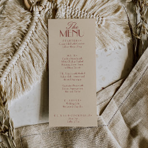 Menu Mariage Luxueux Bohème Vieille Fortune Terracotta 