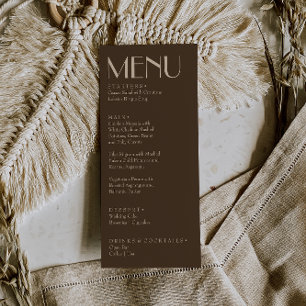 Menu Mariage Luxueux Rétro Terreux Brun Argent Ancien