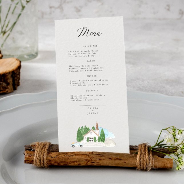 Menu Mariage Maison Aquarelle Italienne   (Créateur téléchargé)