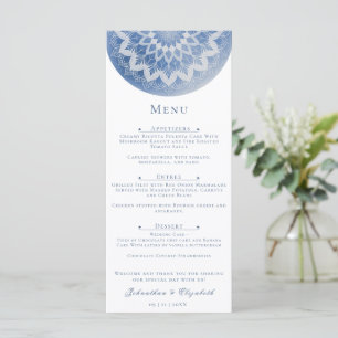 Menu Mariage Mandala Broderie Bleue