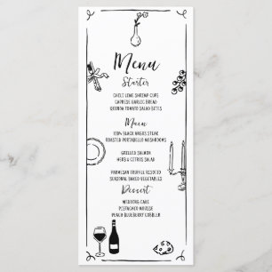 Menu Mariage manuscrit original tiré à la main